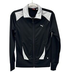 Puma Sportlifestyle Womens Track Jacket Black White Full Zip Slim Fit Small